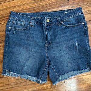 Seven7 Dark Blue Distressed Denim Shorts
